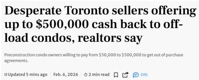 亏麻了! 加拿大楼花卖家倒贴万求脱身