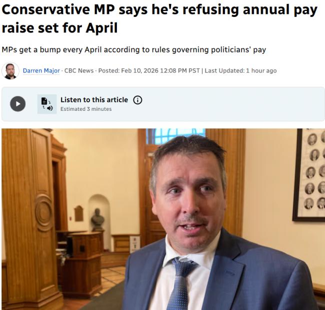 "良心上过不去"! 加拿大年薪万议员拒绝涨薪
