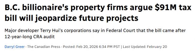怒告联邦! 加拿大地产巨头集团突收00万税单