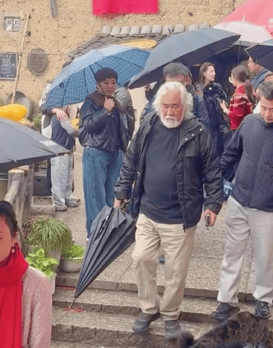 张纪中陪娇妻出游力不从心 杜星霖离老公2米远