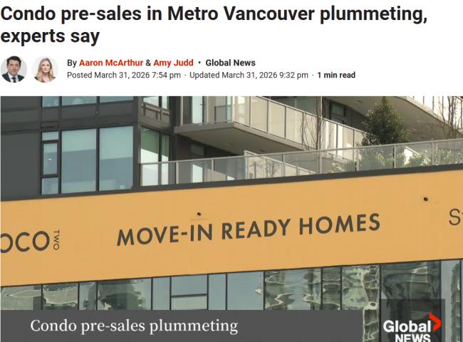 史诗级崩盘! 大温楼花销量暴跌98% 开发商陷绝境