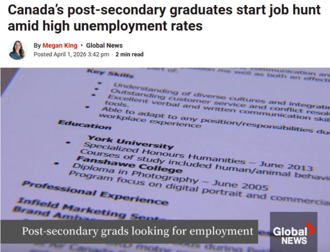 太难了! 毕业即失业 多大华裔女生1年还没上岸